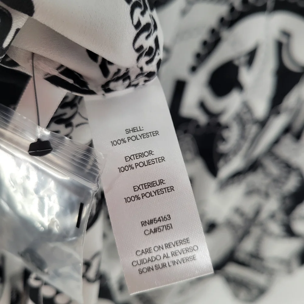 KARL LAGERFELD Black White Print Button Up Shirt Top Size S New - Picture 4 of 4